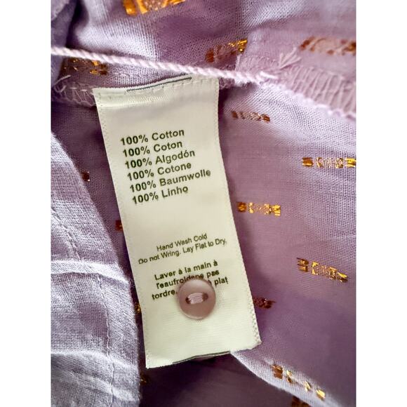 Emerson Fry India Collection | Emmaline Blouse Lavendula Gold Dot Lurex | Sz M - Picture 8 of 9